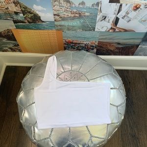 white one shoulder top